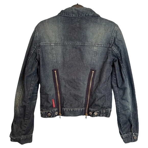 VTG Miss Sixty Denim Jean Jacket Sz Small Y2K Cropped Zipper Italy 90s Archive - Picture 2 of 13